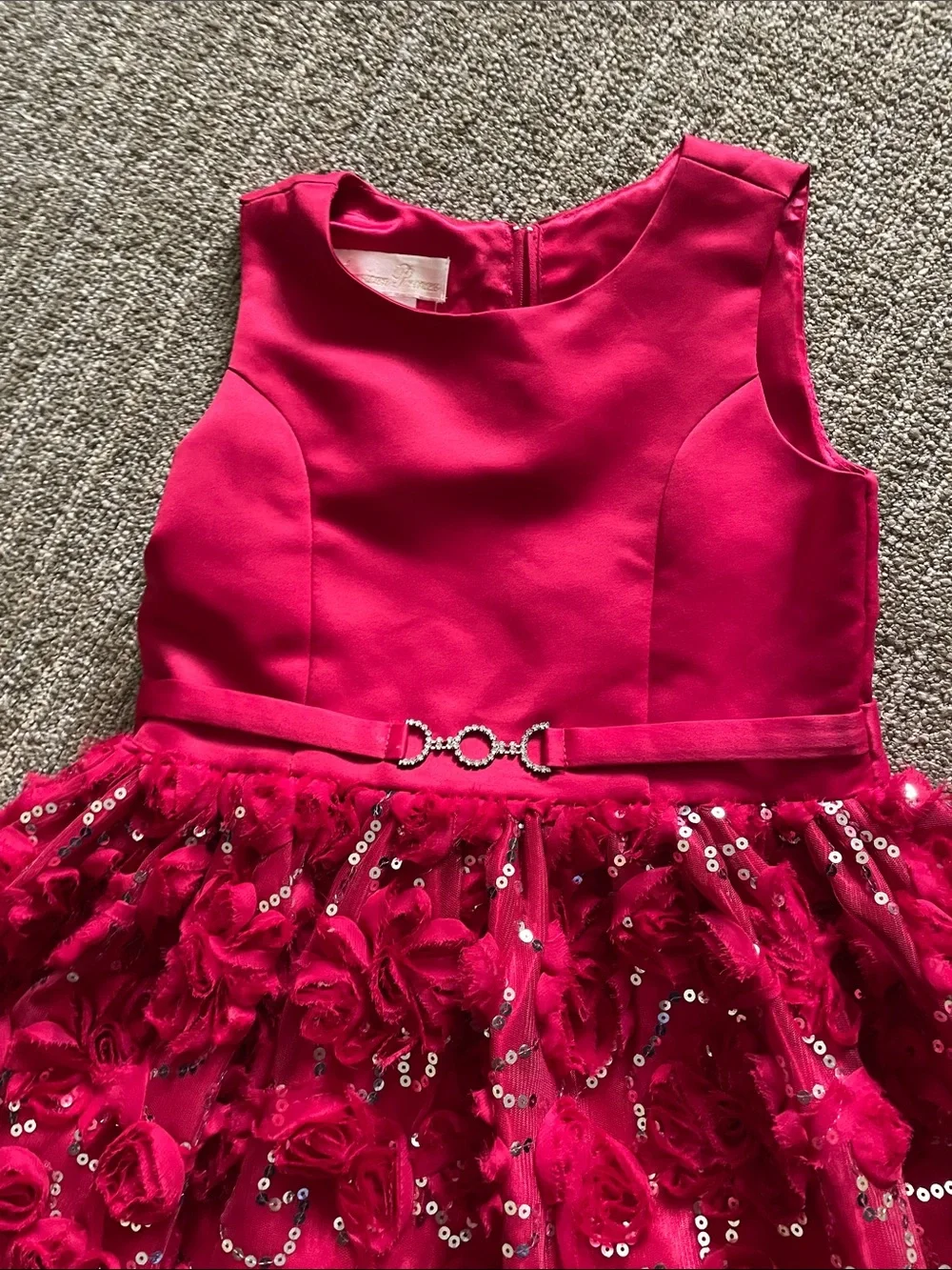 American Princess Hot Pink Sequin Floral Party Dress